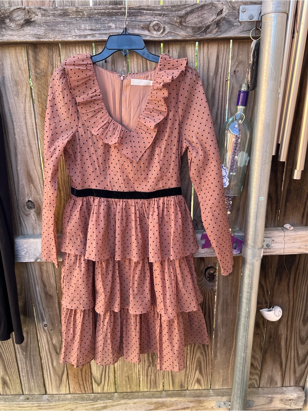 Rachel Parcell Dusty Rose Polka Dot Ruffle Tiered Dress